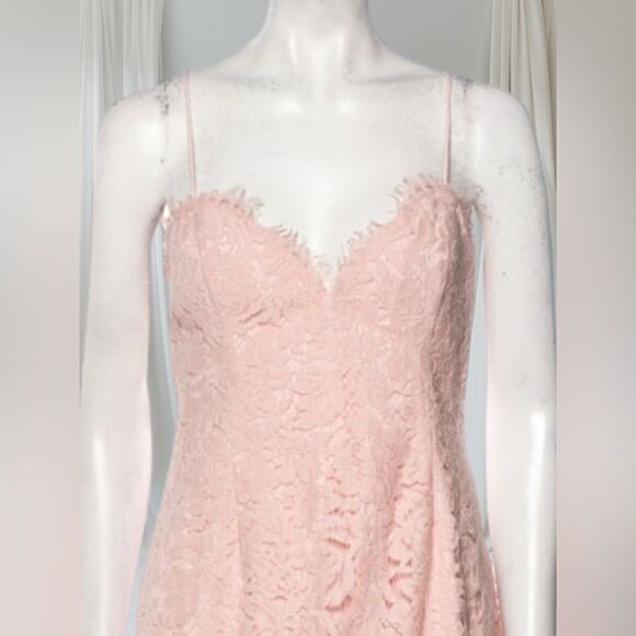 Fame & Partners Pink Lace Spaghetti Strap Midi Dress - Picture 2 of 8